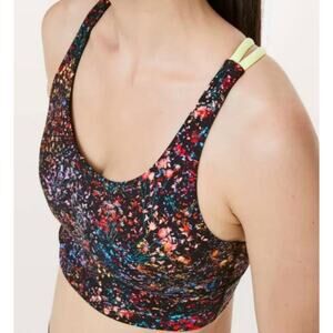 Lululemon Black Floral Energy Longline Bra Size 6
